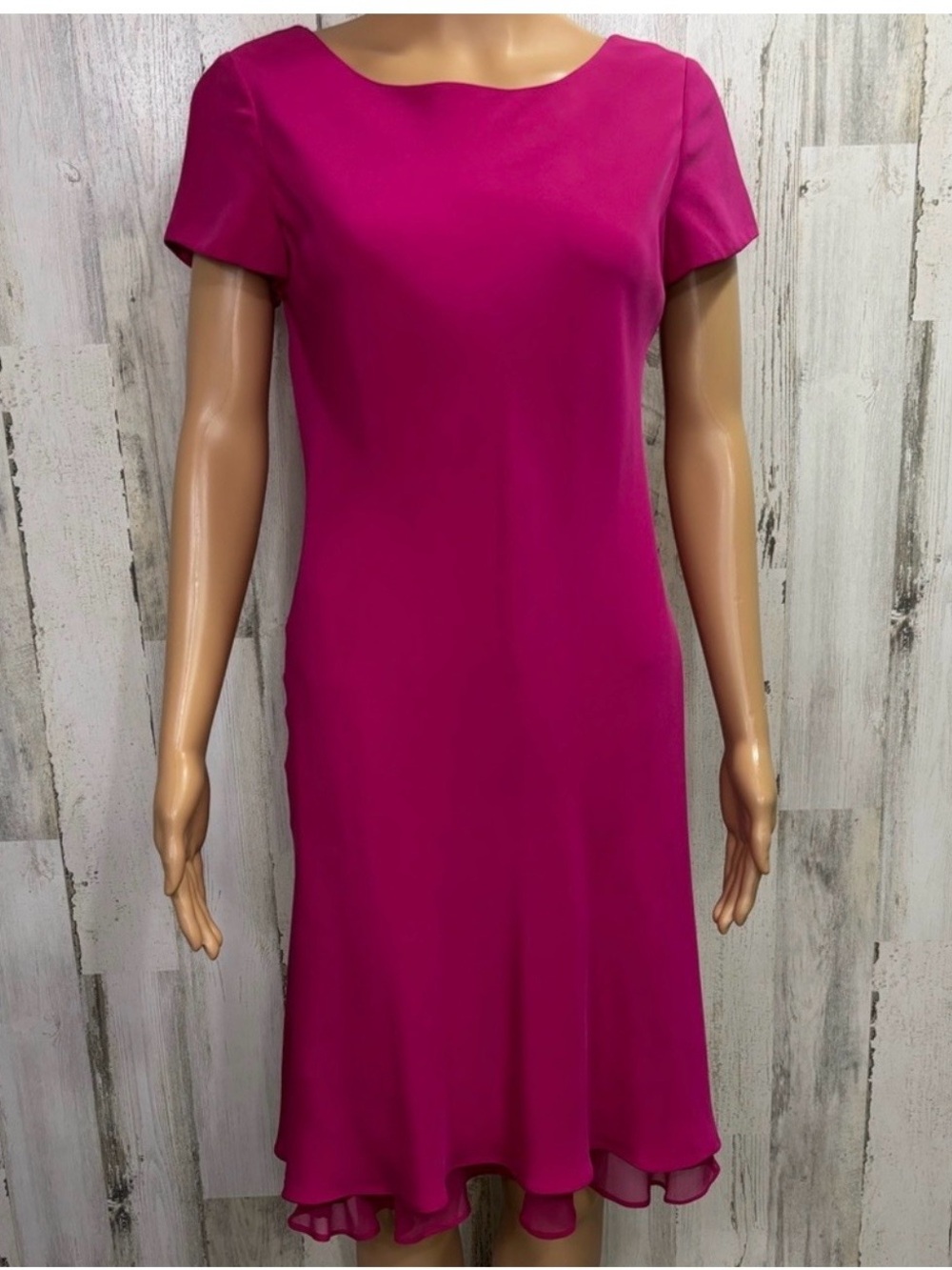 Jones New York Magenta Short Sleeve Midi Dress